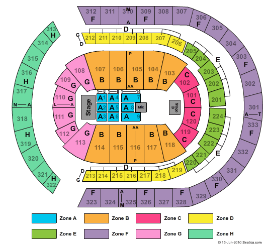 Bridgestone Arena End Stage Zone Seating Chart